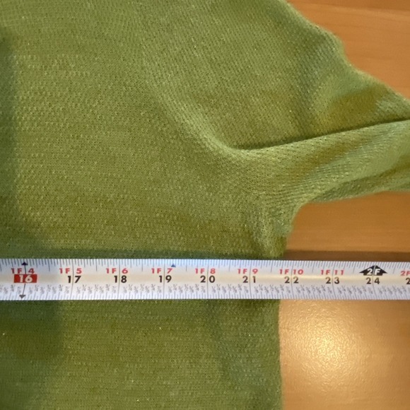 Chicos‎ Womens Sweater Size 2 / L High Low Hem Open Knit Green Lightweight - Picture 9 of 10
